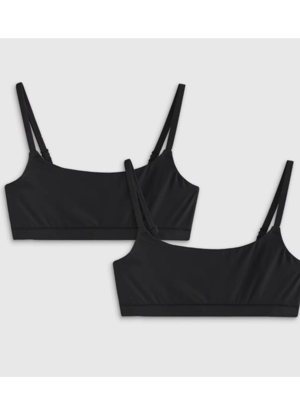 Quince Second Skin Scoop Neck Bra 2 Pack Black NEW